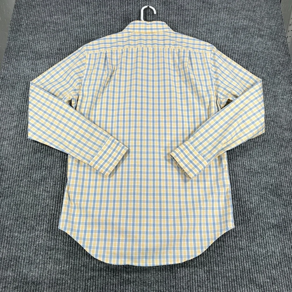 Banana Republic Shirt Mens Medium Yellow Blue Plaid‎ Button Up Tailored Fit